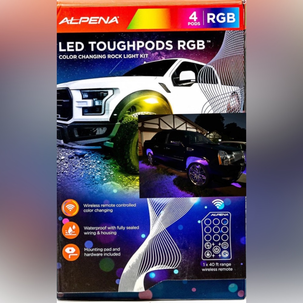 🔵SALE🔵Alpena LED TOUGHPODS RGB LIGHT KIT W/ REMOTE FOR:WHEEL WELLS, ENGINE BAYS.